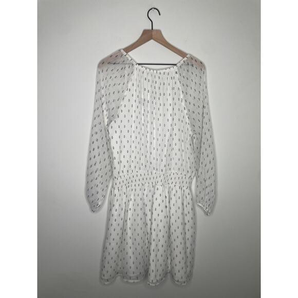 NWT Abercrombie & Fitch White Chiffon Peasant Dress XL Lace Up Long Sleeve - Picture 13 of 13